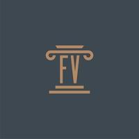 fv iniziale monogramma per studio legale logo con pilastro design vettore