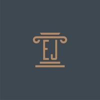 ej iniziale monogramma per studio legale logo con pilastro design vettore