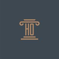 ho iniziale monogramma per studio legale logo con pilastro design vettore