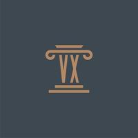 vx iniziale monogramma per studio legale logo con pilastro design vettore
