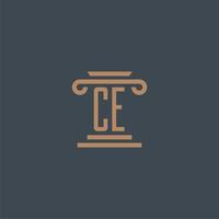 ce iniziale monogramma per studio legale logo con pilastro design vettore