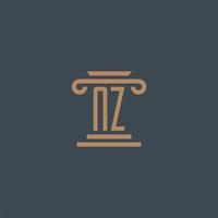 nz iniziale monogramma per studio legale logo con pilastro design vettore
