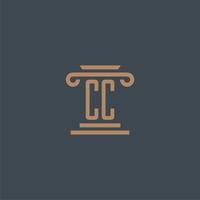 cc iniziale monogramma per studio legale logo con pilastro design vettore