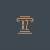 xz iniziale monogramma per studio legale logo con pilastro design vettore