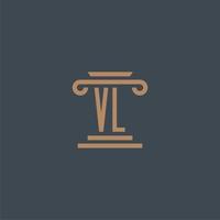 vl iniziale monogramma per studio legale logo con pilastro design vettore