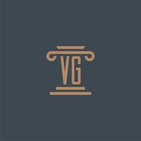 vg iniziale monogramma per studio legale logo con pilastro design vettore