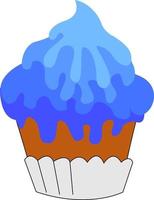 blu cupcake, illustrazione, vettore su bianca sfondo.