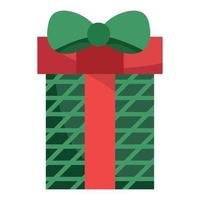 allegro Natale verde regalo scatola sorpresa decorazione e celebrazione icona vettore