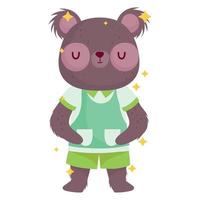 indietro per scuola, carino orso con uniforme cartone animato vettore