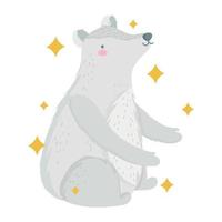 carino polare orso seduta animale con stelle nel cartone animato design vettore