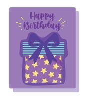 contento compleanno, stellato regalo scatola cartone animato celebrazione decorazione carta vettore