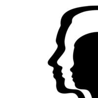 testa silhouette di un' uomo, donna e bambino vettore