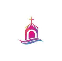 Chiesa edificio logo design. modello logo per chiese e cristiano. attraversare Chiesa edificio logo. vettore