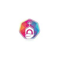 Chiesa edificio logo design. modello logo per chiese e cristiano. attraversare Chiesa edificio logo. vettore