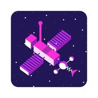 piatto illustrazione spazio, Luna, astronauta, viola luccichio vettore