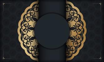 baner di nero colore con un' mandala con un' oro modello e un' posto sotto il tuo testo vettore