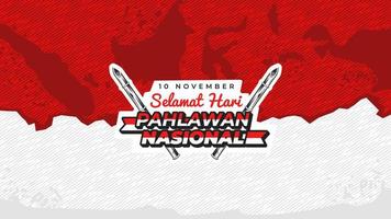 hari pahlawan nasionale o indonesiano nazionale eroi giorno con indonesiano carta geografica sfondo vettore