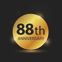 oro cerchio piatto elegante logo 88 ° anno anniversario celebrazione vettore