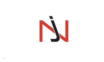 alfabeto lettere iniziali monogramma logo nj, jn, n e j vettore