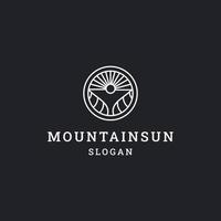 modello di progettazione dell'icona del logo del sole di montagna vettore