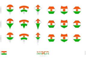collezione di il Niger bandiera nel diverso forme e con tre diverso effetti. vettore