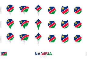 collezione di il namibia bandiera nel diverso forme e con tre diverso effetti. vettore