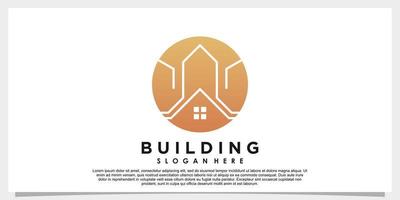 vero proprietà, edificio logo design con creativo concetto vettore
