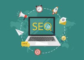 SEO logo con ingrandimento attività commerciale marketing vettore