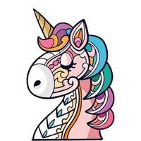 colorato carino unicorno cartone animato mandala arti isolato su bianca sfondo vettore