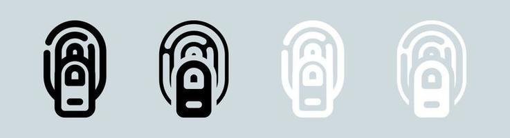 impronta digitale icona impostato nel nero e bianca. biometrico segni vettore illustrazione.