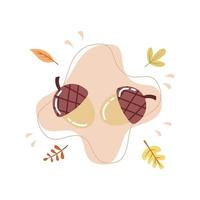 piatto illustrazione di ghianda noccioline per hygge autunno celebrazione vettore illustrazione