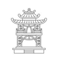 storico alto asiatico costruzione, religioso costruzione, pagoda. edifici di Cina, Vietnam, Corea. vettore lineare illustrazione, icona