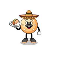 personaggio cartone animato di sesamo palla come un' messicano capocuoco vettore