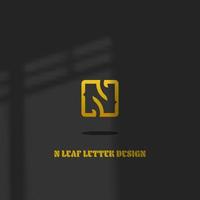 logo icona design lettera n oro lusso colore con elegante semplice foglia forma eps 10 vettore
