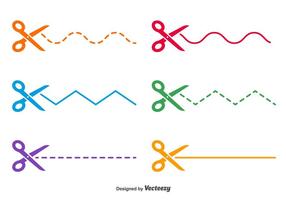 Forbici linee vettoriali tratteggiate