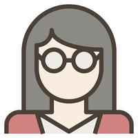 bicchieri indossare ragazza nerd femmina donna avatar clip arte icona vettore