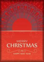 vacanza carta allegro Natale rosso colore con inverno Borgogna ornamento vettore