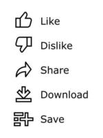 piace, antipatia, Condividere, Scarica, Salva. canale icona impostato vettore