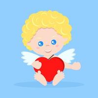 vettore isolato dolce e carino Cupido ragazzo nel piatto cartone animato stile.