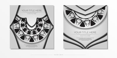 lussuoso bianca colore cartolina design con nero ornamenti. invito carta design con spazio per il tuo testo e astratto modelli. vettore