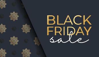 buio blu nero Venerdì vendita baner modello con greco oro ornamento vettore