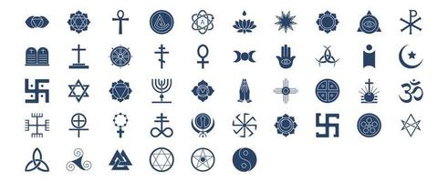 collezione di icone relazionato per cultura simboli, Compreso icone piace cristianesimo, induismo, Islam, islamico, giudaico e di più. vettore illustrazioni, pixel Perfetto impostato