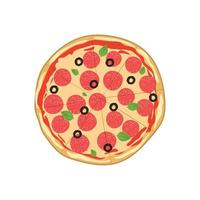 salame Pizza isolato su il bianca sfondo. vettore illustrazione