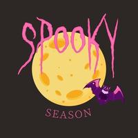 spaventoso Halloween stagione. Halloween bandiera con pipistrello su pieno Luna sfondo e testo. vettore