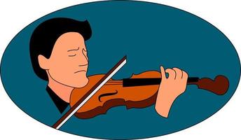 uomo giocando violino, illustrazione, vettore su bianca sfondo.