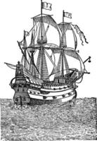 spagnolo nave, Vintage ▾ illustrazione. vettore