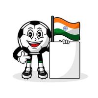 portafortuna cartone animato calcio India bandiera con bandiera vettore