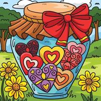 vaso di cuori colorato cartone animato illustrazione vettore