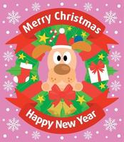 Natale e nuovo anno sfondo carta con cane vettore