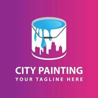 città pittura logo design modello-colorato città. città dipingere logo, Casa dipingere, pittura Servizi, pittura logo. vettore